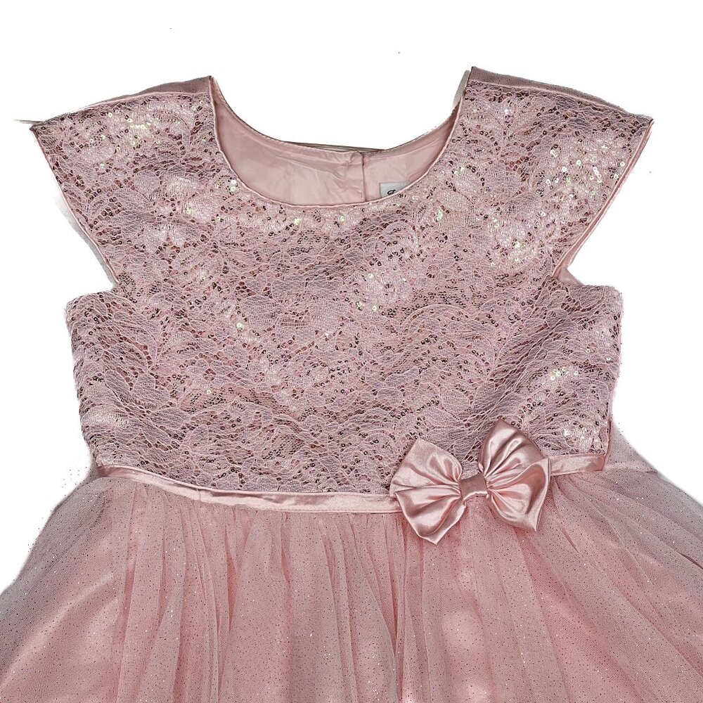 Jona Michelle Petal Baby Pink Princess Floral Lace Sequin Tiered Tule Sz 12 NWOT - Picture 3 of 10